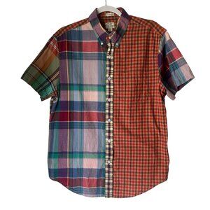 J Crew Indian Madras Plaid Relaxed Fit Shirt Size Med Button Down Short Sleeve